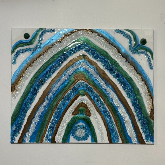 Blue white copper green mixed aqua ocean canva - Picture 1 of 1